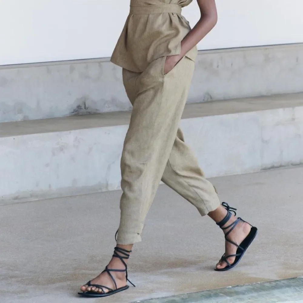 ZARA LINEN BLEND PANTS ZW COLLECTION